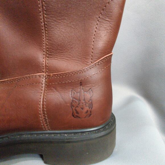 Rhino Work Boots Mens 9 Brown Leather Steel Toe 90222 Western - Picture 5 of 12